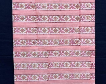 Hand Block Print Cotton Fabric, Floral Sewing Material By The Yard