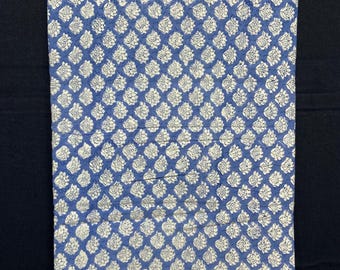 Blue Floral Block Print Cotton Fabric – Indian Sewing Fabric By The Yard
