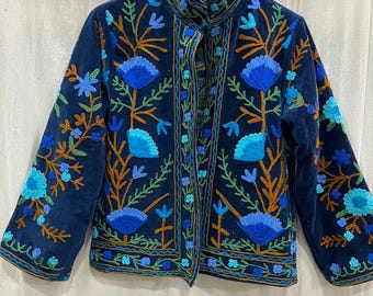 カシミールジャケット、ベルベット刺繍ジャケット、花柄ジャケット、秋