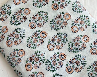 Vintage Paisley Floral Printed Cotton Fabric | Earthy Rust Design | Ethnic Indian Textile for Dress