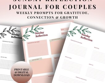 Couples Reflection Journal – Gratitude, Intimacy & Therapy Prompts | Printable PDF Digital Journal