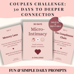 30-Day Intimacy Challenge for Couples – Printable Relationship Journal PDF, Daily Love Prompts, Marriage Growth Activity, Digital Download