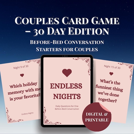 30 Day Couples Challenge Cards | Printable Daily Intimacy Prompts for Relationship Connection | Digital Download