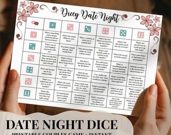 Editable Couples Dice Game: Romantic Date Night Conversation Starter (Printable PDF, Canva Template