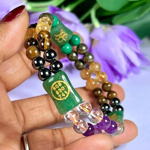 Money Maker Stone Bracelet Angelic Number Zibu PyriteAmethyst, Crystal, G Aventurine, Magnetite, Tiger Eye, Malachite