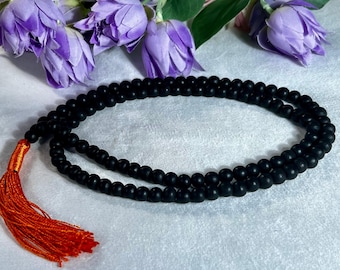 Karungali Wooden Stone Jap Mala Necklace (108+1) Meditation Prayer Japamala with Silk Tassel 8MM