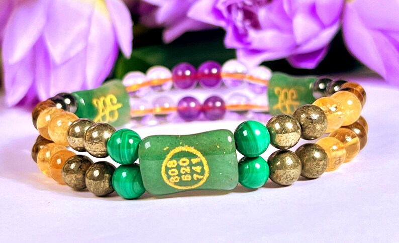 Geld Hersteller Stein Armband Engel Zahl Zibu PyritAmethyst, Kristall, G Aventurin, Magnetit, Tigerauge, Malachit Bild 2