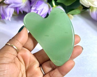 Green Aventurine Crystal Stone Face Massager Gua Sha with Gift Pouch