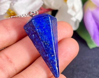Lapis lazuli-kristallen slinger voor wichelroedelopen met ketting derde-oogchakra spirituele waarzeggerij