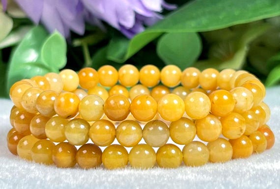 6 MM Golden Healer Quartz Crystal Stone Round Beaded Stretchable Bracelet