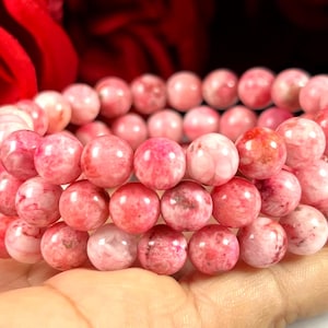 8MM Pink Smithsonite Stone Round beaded stretch Bracelet