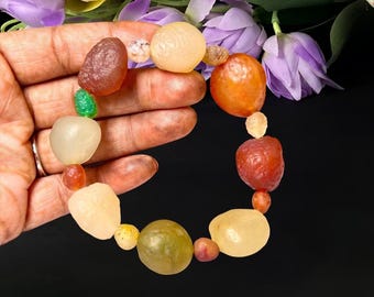 15 MM  Gobi Desert   Stone Broad Rectangle Stretch Bracelet
