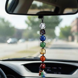 7 chakra's getrommelde kristallen stenen deurhanger met spaanders Helende auto en woondecoratie