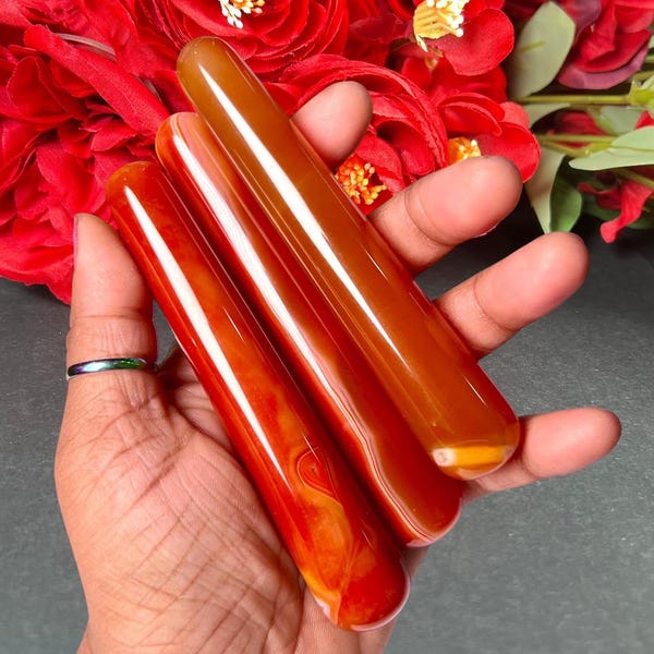4" Carnelian Stone Healing Crystal Massage Wand 4Inch