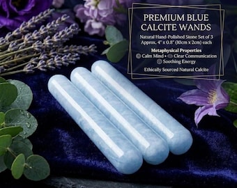 4" Blue Calcite  Stone Healing Crystal Massage Wand 4Inch