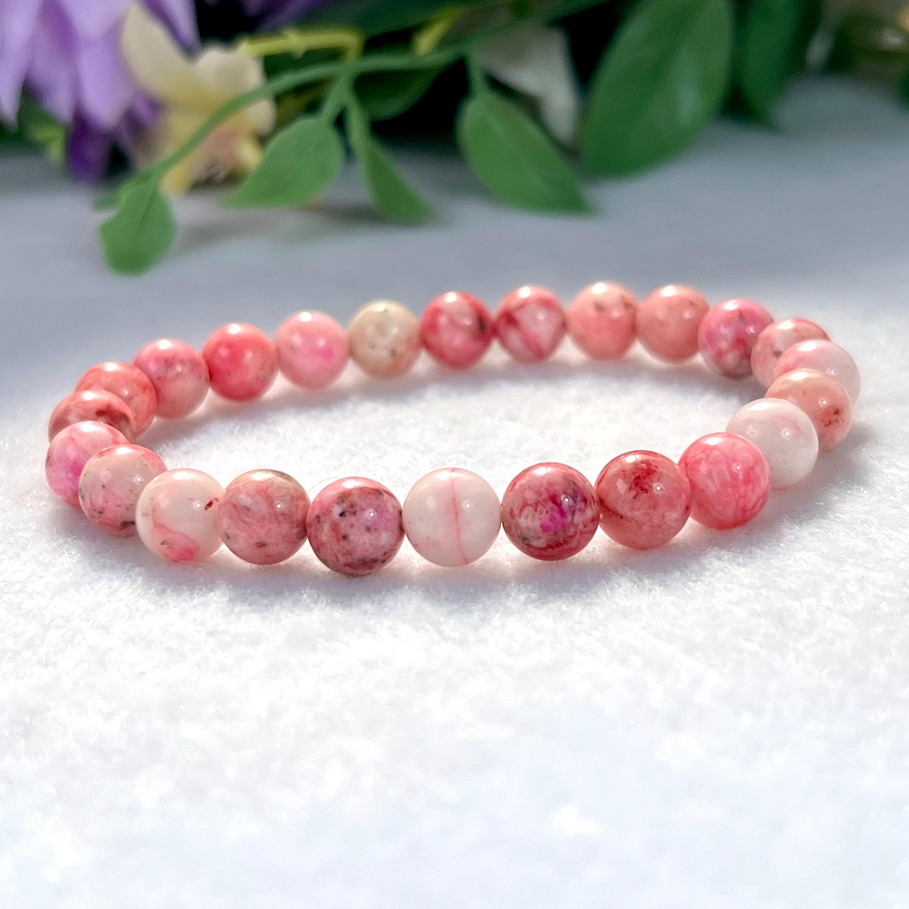 8MM Pink Smithsonite Stone Round Beaded Stretchable Bracelet - Etsy