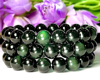 10 MM グリーンオブシディアンストーン ユニセックス ストレッチ
