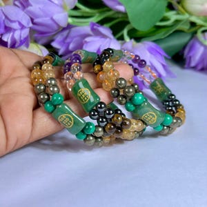 Geld Hersteller Stein Armband Engel Zahl Zibu PyritAmethyst, Kristall, G Aventurin, Magnetit, Tigerauge, Malachit Bild 10