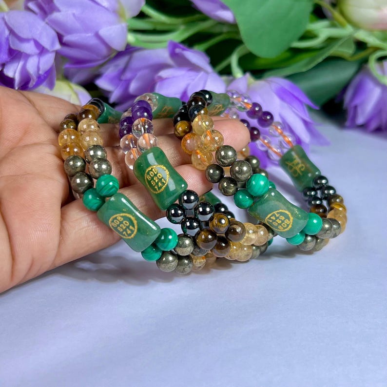 Geld Hersteller Stein Armband Engel Zahl Zibu PyritAmethyst, Kristall, G Aventurin, Magnetit, Tigerauge, Malachit Bild 10