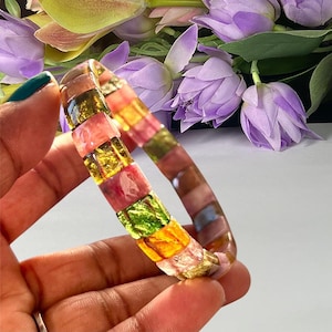 Watermelon Tourmaline Stone Stretchable Bracelet Unisex 10 MM