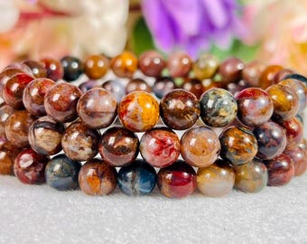8mm Blue Rainbow Pietersite Bracelet Natural Storm Stone Round Beaded Stretch Bracelets for All