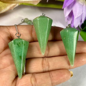 Green Aventurine Stone Crystal Pendulum Dowsing Healing Divination Chain