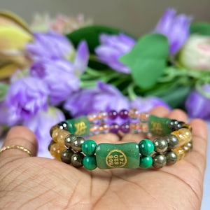 Geld Hersteller Stein Armband Engel Zahl Zibu PyritAmethyst, Kristall, G Aventurin, Magnetit, Tigerauge, Malachit Bild 9