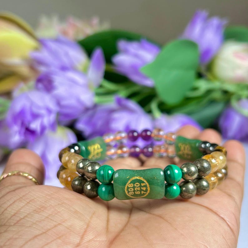 Geld Hersteller Stein Armband Engel Zahl Zibu PyritAmethyst, Kristall, G Aventurin, Magnetit, Tigerauge, Malachit Bild 9