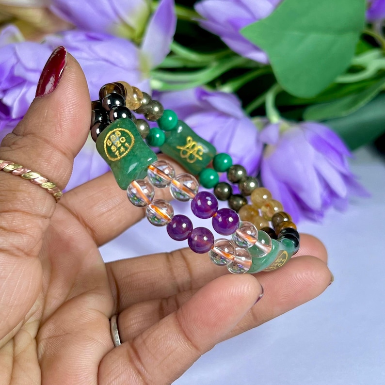 Geld Hersteller Stein Armband Engel Zahl Zibu PyritAmethyst, Kristall, G Aventurin, Magnetit, Tigerauge, Malachit Bild 12