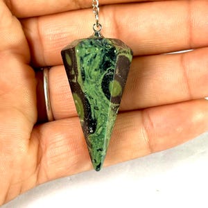 Genuine Kambaba Jasper Pendulum | Ancient Energy Dowsing Tool | Natural Orbicular Jasper | Metaphysical Protection Stone