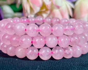 8MM Rose Quartz Stone Round Beaded Stretchable Bracelet