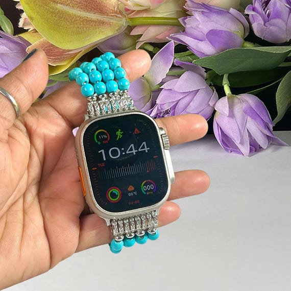 Howlite Turquoise Stone Apple Watch Band Bracelet (42/44/45  display picture 2
