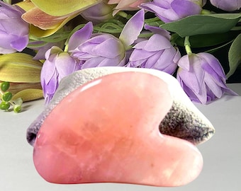 Rose Quartz Crystal Stone Face Massager Gua Sha with Gift Pouch