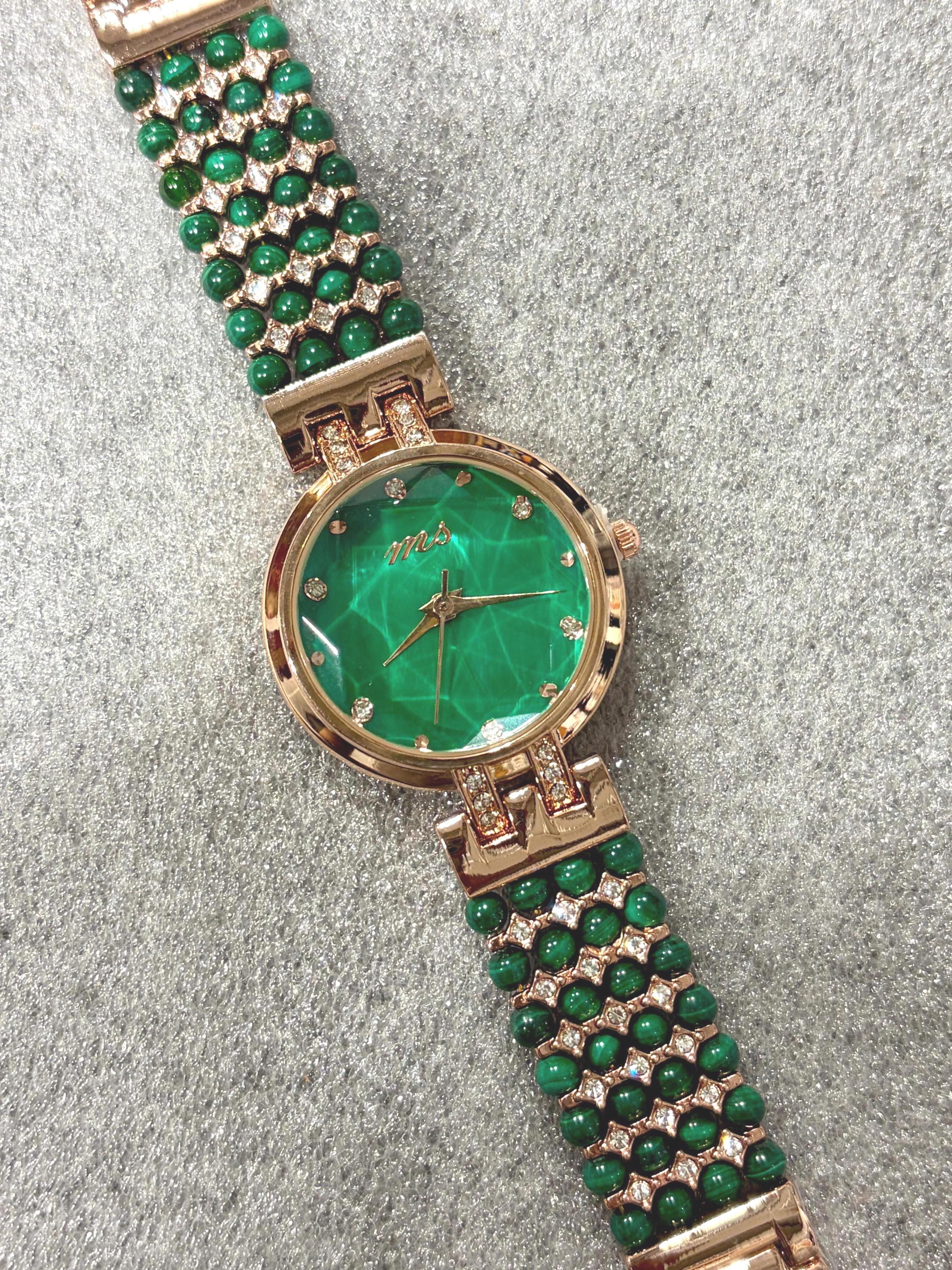 Gold Watch With Green Gemstones - Etsy display picture 3