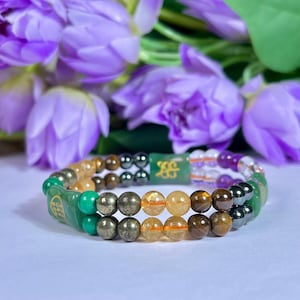 Geld Hersteller Stein Armband Engel Zahl Zibu PyritAmethyst, Kristall, G Aventurin, Magnetit, Tigerauge, Malachit Bild 11