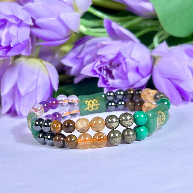 Geld Hersteller Stein Armband Engel Zahl Zibu PyritAmethyst, Kristall, G Aventurin, Magnetit, Tigerauge, Malachit Bild 6
