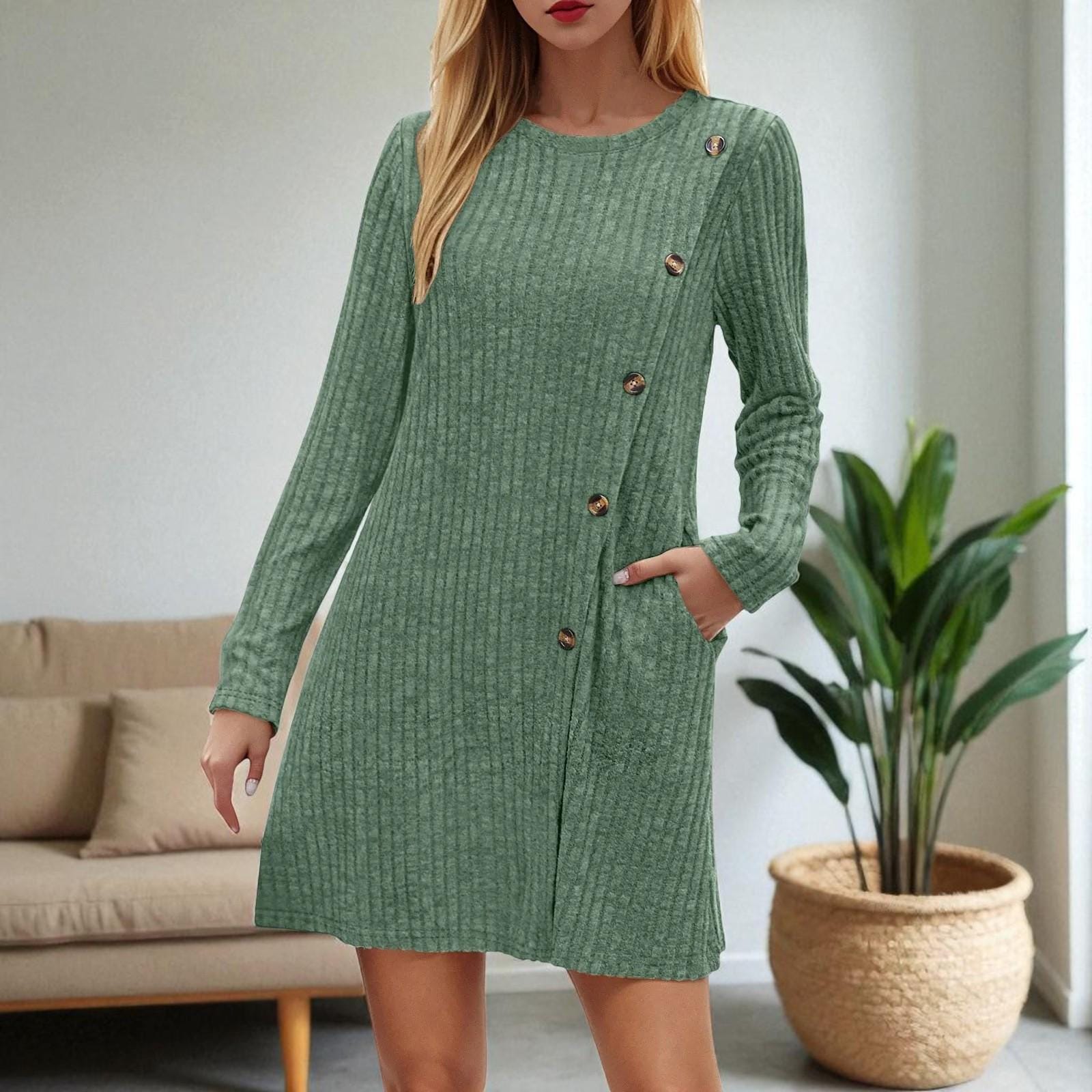 knit dress with buttons The Button-Front Knit Dress