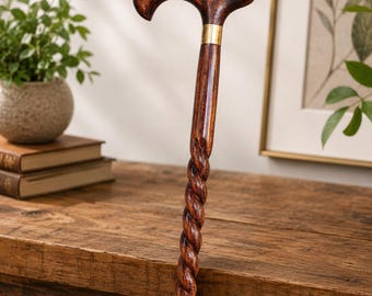 Hand Carved Wooden Walking Stick Cane: Vintage Style Support for Men, Womenfor gift