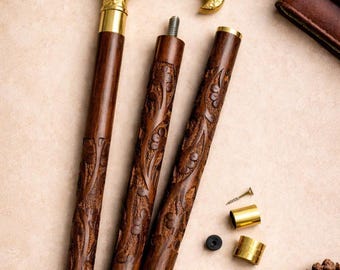 Messing Derby Griff Gehstock aus Holz - viktorianischer Stil, zerlegbar für Geschenk