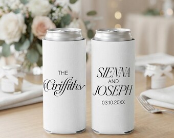 Personalized Slim Can Cooler Custom Wedding Favor for Hard Seltzer Reception Gift Bridal Shower Party Drink Sleeve