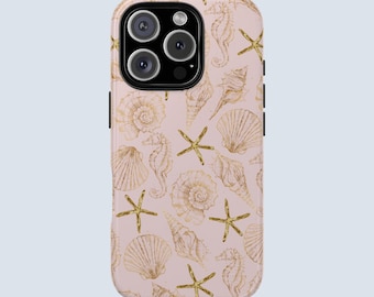 Seashell Pattern Phone Case | Tropical Beachy Summer Design | iPhone 17 16 15 14 13 12 Pro Max | Samsung S22 Ultra