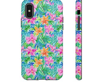Tropical Phone Case, Floral Phone Cover, Summer Vibe Accessory, Gift for Her, Colorful Smartphone Case, Tropical Design Tech
