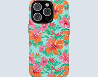 Tropical Hibiscus Bloom Phone Case | Tropical Floral Phone Case | Botanical Phone Cover | Summer Vibe Case | Glossy Tough Case