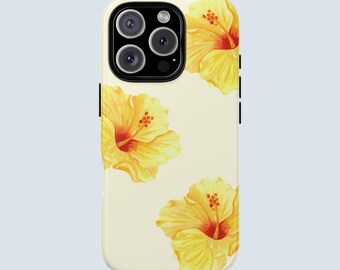 Yellow Hibiscus Phone Case | Tropical Floral | Flower Print Cover | iPhone 17 16 15 14 13 12 11 Pro Max, |Samsung Galaxy
