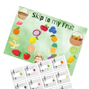 Skip to my fruit music theory game, music game for kids, music game, fun music game, music games for children, piano teacher resource