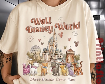 Vintage Disney Cats Shirt, Aristocats Marie Cheshire Tigger Tee, WDW Where Dreams Come True Shirt, Magic Kingdom Disney Cats Lover Gift 2026