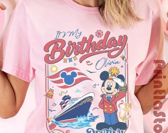 Personalized Disney Birthday Cruise Shirt, Mickey and Friends Birthday Boy Girl Tee, Family Disney Cruise Vacation Shirt 2026