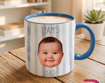 Personalized Baby Face Mug, Custom Dad Mug, Father’s Day Gift for Dad, Mom Coffee Cup, New Parents Gift, Grandparent Mug Present