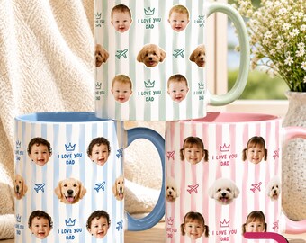 Personalized Grandpa Photo Mug, Custom Baby Face Coffee Cup, Papa Gift for Dad, Fathers Day Mug, Pops Dada Birthday Present