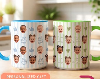 Personalized Baby Face Mug for Grandpa Papa, Custom Photo Coffee Cup, Father’s Day Gift for Daddy Pops Dada
